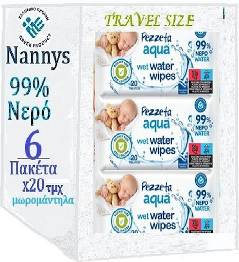 Μωρομάντηλα με 99% Νερό, χωρίς Οινόπνευμα & Parabens 6x20τμχ