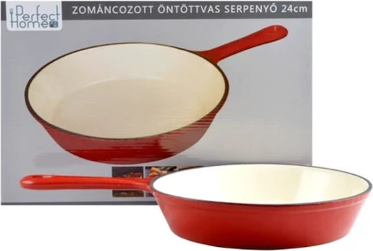 Perfect Home Gusseisenpfanne mit Deckel und Emaillebeschichtung 24 cm