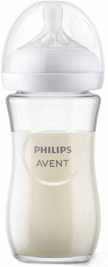 Philips Γυάλινο Μπιμπερό Natural Response Κατά των Κολικών με Θηλή Σιλικόνης για 1+ μηνών Διάφανο 240ml