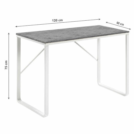 Desk Constantia Wooden Gray with Metal Legs 120x60x75cm