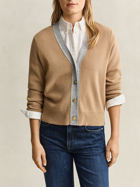 Gant Damenstrickjacke Gestrickt mit Knöpfen Beige