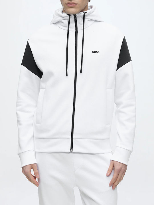 Boss Saggy Kapuzenjacke Weiß