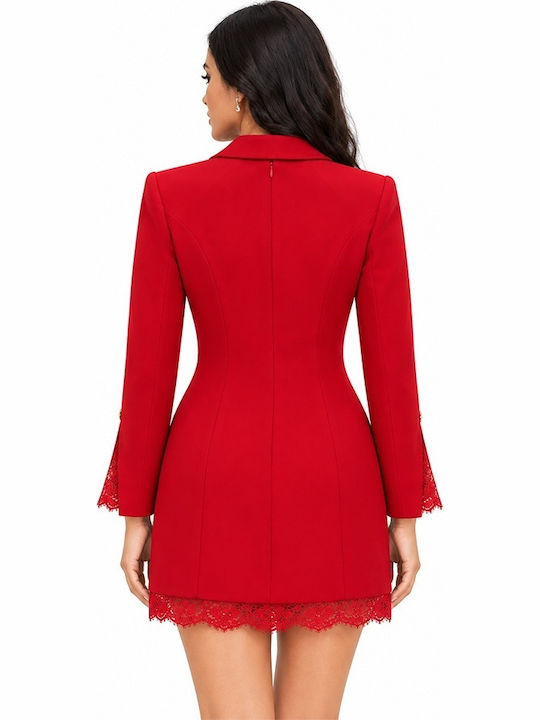 Abendkleid aus Satin mit Spitze, Rot Abendkleid aus Satin mit Spitze, Rot
