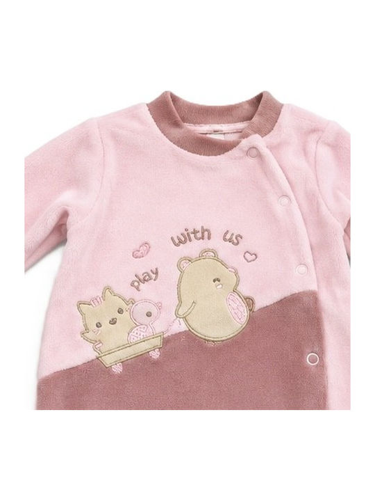 Babybal Плюшено боди в розов цвят