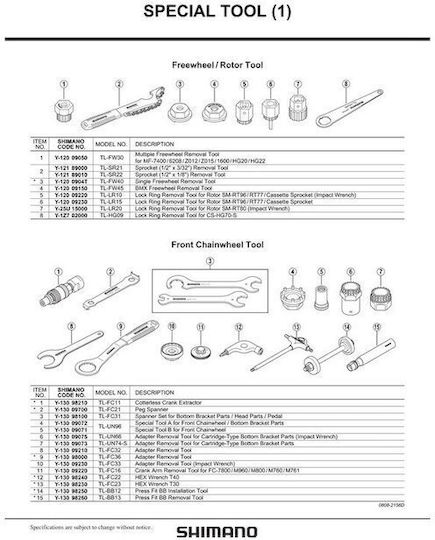 Eργαλείο Προσθαφαίρεσης Μεσαίας Τριβής Shimano Tl-fc33 Hollowtech Ii