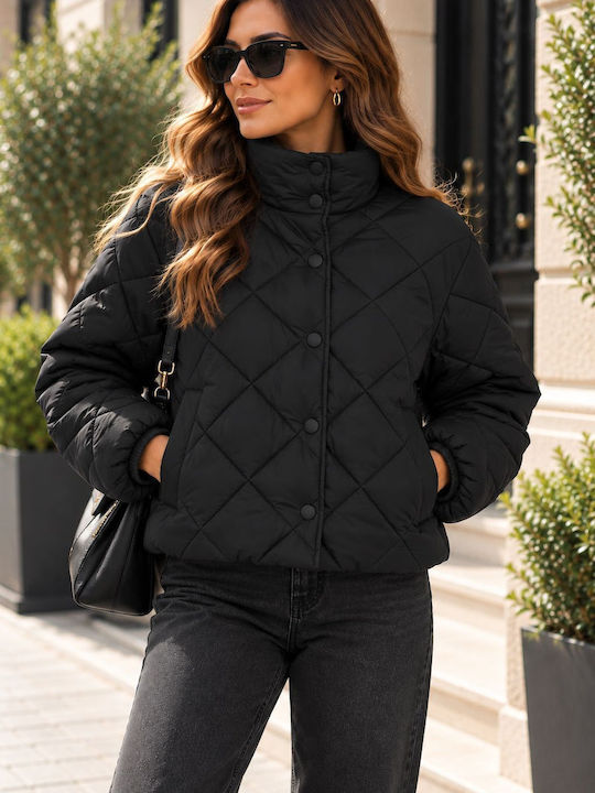 Long Women's Puffer Jacket for Winter Black