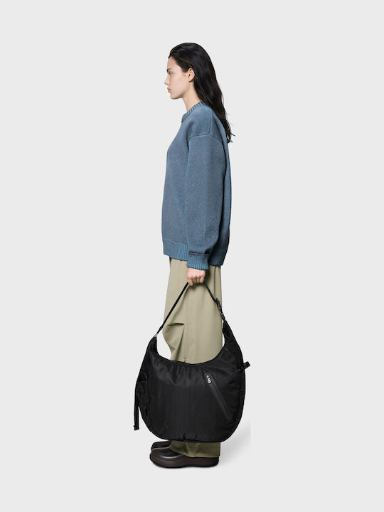 Schwarze Damen-Schultertasche aus Stoff