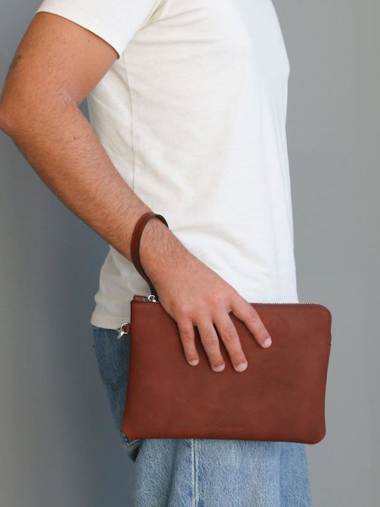Δερμάτινο Γυναικείο Clutch Καφέ