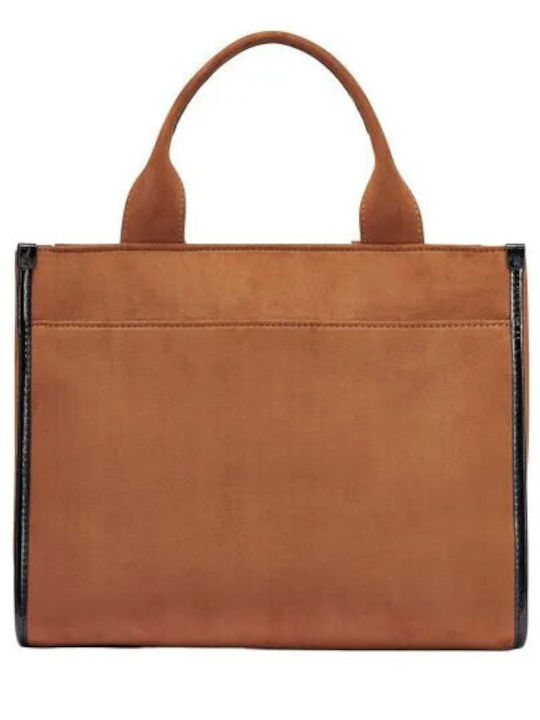 Υφασμάτινη Γυναικεία Tote Τσάντα Suede Καφέ