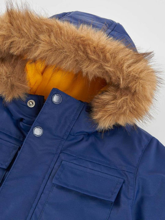 Kids’ Short Lined Parka with Hood Blue