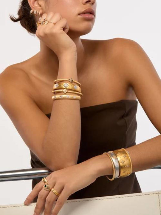 Mya-Bay Women's Gold-Plated Cuff Bracelet With Flower Design