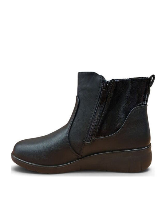 Black Leather Women's Ankle Boots