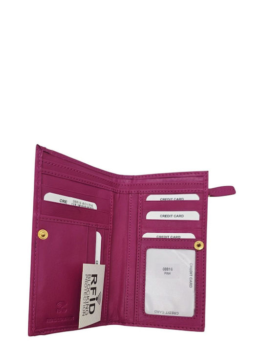 Large Leather Women's Wallet with RFID Fuchsia