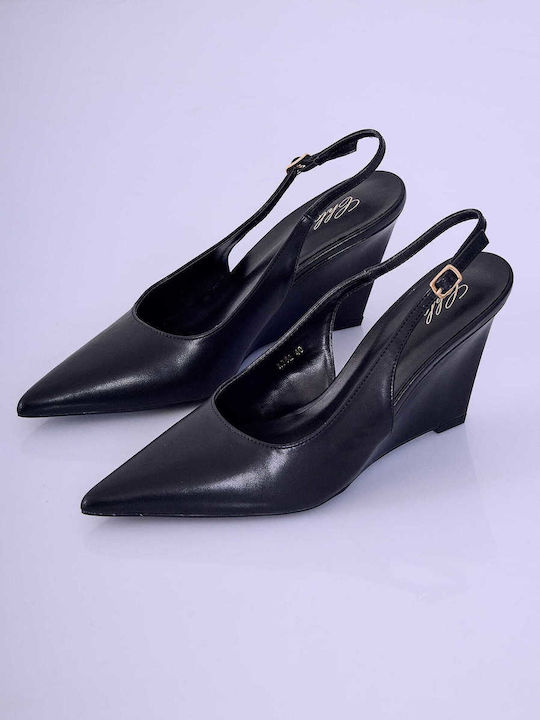 Celestino Черни Обувки На Ток С Цяла Подметка Slingback