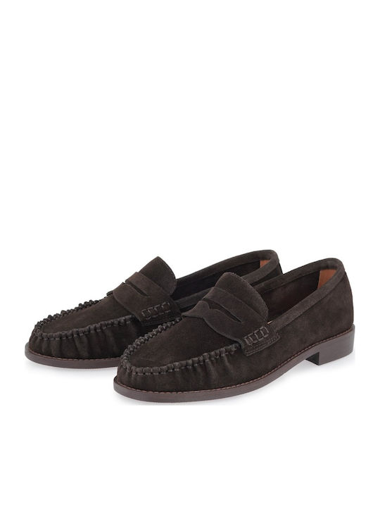 Leather Women's Loafers in Brown Color