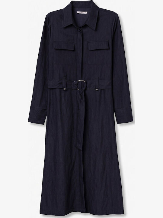 Summer Midi Shirt Dress Blue