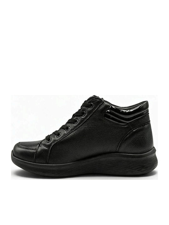 Black Leather Women's Ankle Boots
