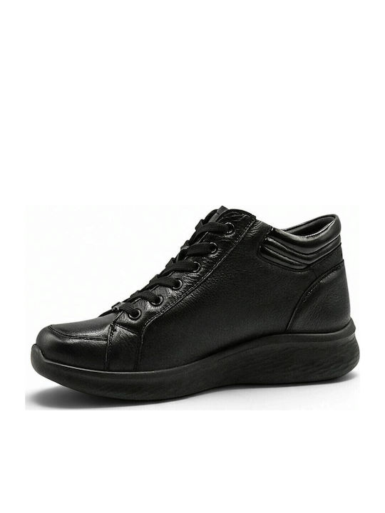 Black Leather Women's Ankle Boots