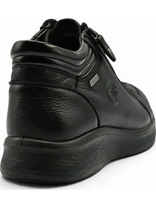 Black Leather Women's Ankle Boots