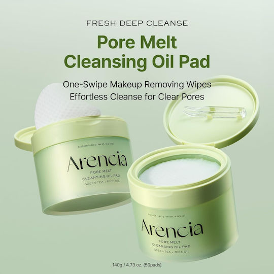Arencia Pore Melt Facial Cleansing & Makeup Remover Oil for Oil Control & Antioxidant Action 50 Pieces