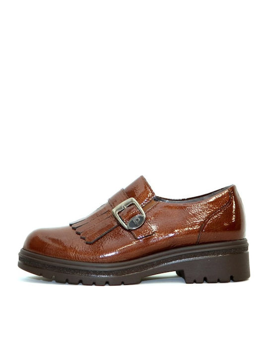 Leather Women's Loafers in Brown Colour