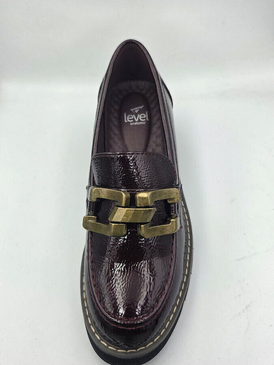 Loafers de Damă din Lac de Culoare Bordo