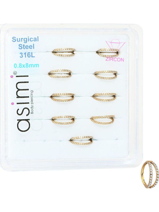 Asimi Επίχρυσος Διπλός Κρίκος Μύτης Clicker Ζιρκόν 0,8x8 Mm Surgical Steel 316l 1τμχ Επίχρυσο Asimi Επίχρυσος Διπλός Κρίκος Μύτης Clicker Ζιρκόν 0,8x8 Mm Surgical Steel 316l 1τμχ Επίχρυσο