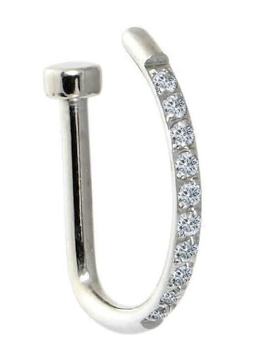 Asimi Fake Nose Piercing Zircon Surgical Steel 316L 1 Pc Silver