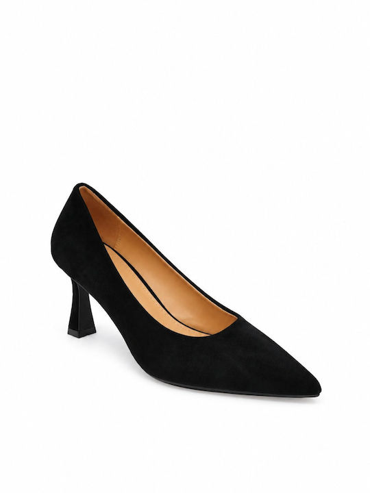 Spitze Pumps aus Wildleder Schwarz