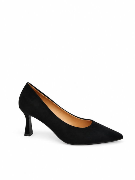 Spitze Pumps aus Wildleder Schwarz