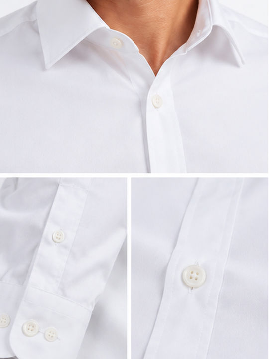 Long-Sleeve Linen Shirt in Regular Fit, White