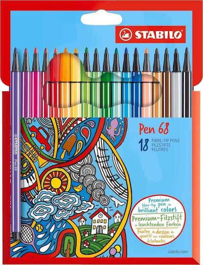 Stabilo Markere de Caligrafie Multicolore 1 mm Set de 18 Culori