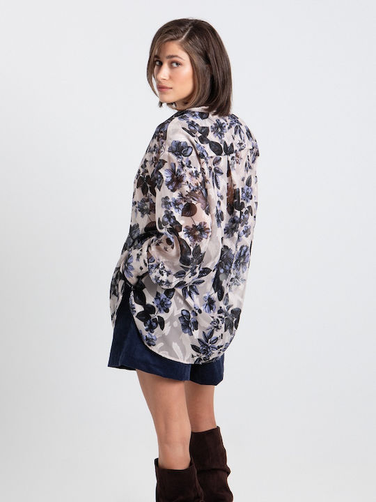 Women's Floral Half Button Shirt