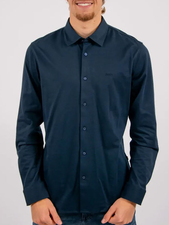 Boss Cotton Shirt Slim Fit Midnight Blue