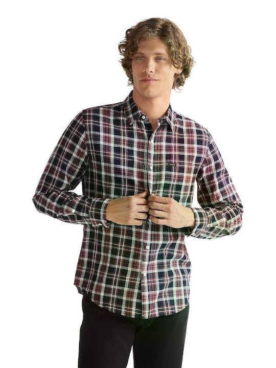 Long Sleeve Checked Shirt Dark Indigo