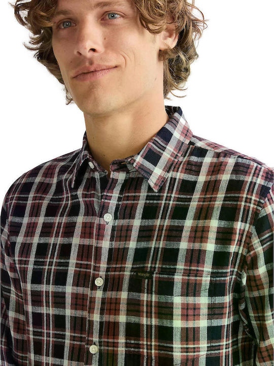 Long Sleeve Checked Shirt Dark Indigo