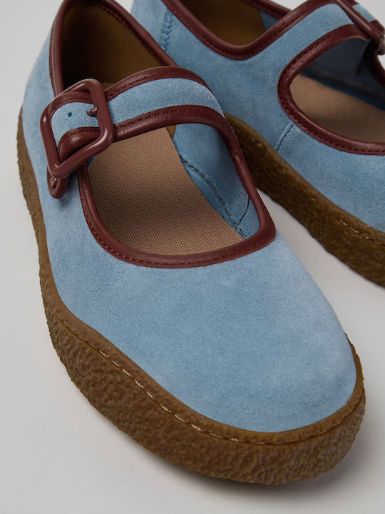 Peu Wildleder Damen Ballerinas Spitz zulaufend mit Riemchen / Riemchenverschluss Blau