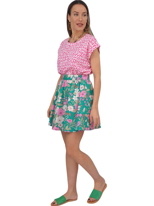 Mini Floral Green Skirt