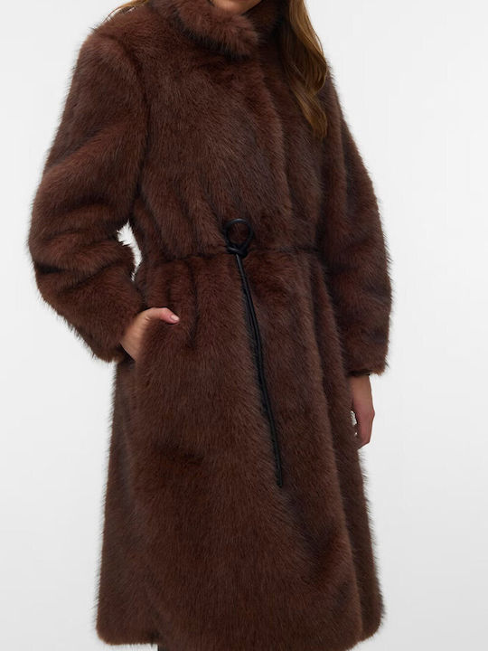 Vero Moda Μακριά Γυναικεία Γούνα Cocoa Brown Vero Moda Μακριά Γυναικεία Γούνα Cocoa Brown