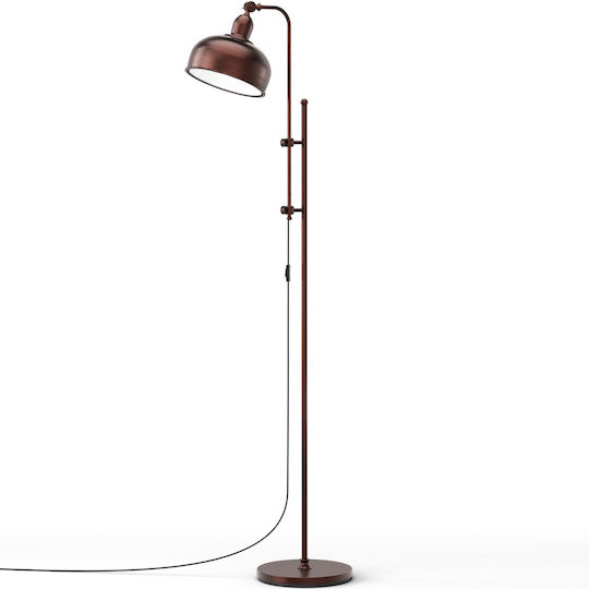 Costway Vintage Floor Lamp H166 x L43 cm with E27 Bulb Socket Copper