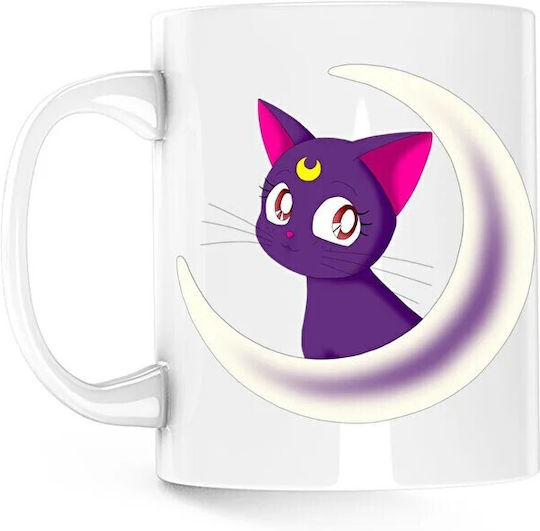Sailor Moon Luna Cat Κούπα Κεραμική Λευκή 330ml