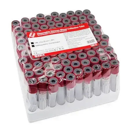 Vacutainer for Biochemistry – Clot Activator Red Cap PET Serix 100 Pieces 4 ml