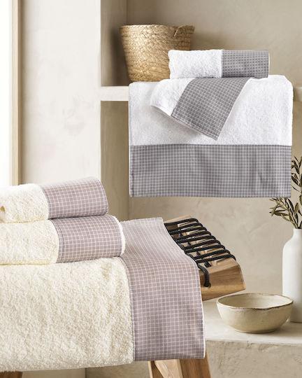 Rythmos 3-Piece Bath Towel Set Sand White Grey 500 g/m² Weight