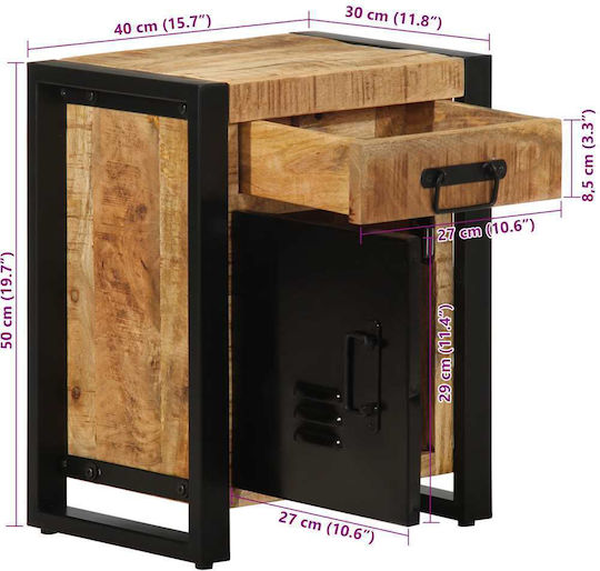 Bedside Tables Solid Wood Brown 2 pcs 40x30x50cm