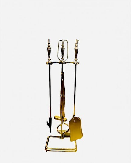 Kraft World Gold Fireplace Tool Set with Stand Holder