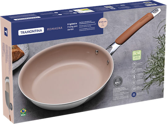 Tramontina Double Stainless Steel Pan with Ceramic Coating 25cm