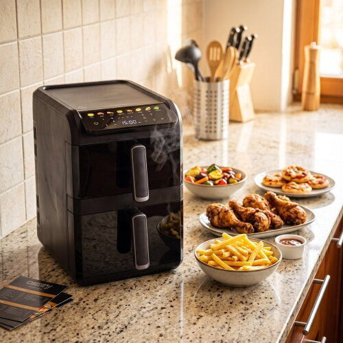 Air Fryer με Διπλό Αποσπώμενο Κάδο 10lt Μαύρο AD 6325