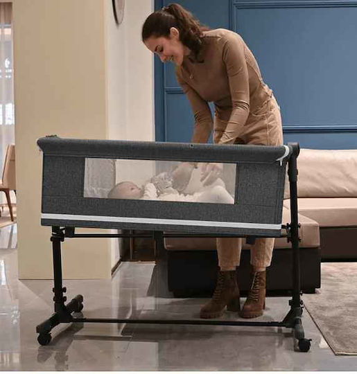 Cradle-Playpen with Mattress, Side Opening and Wheels Blue