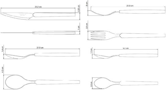 Tramontina 18/10 Stainless Steel Cutlery Set Black 24 Pieces