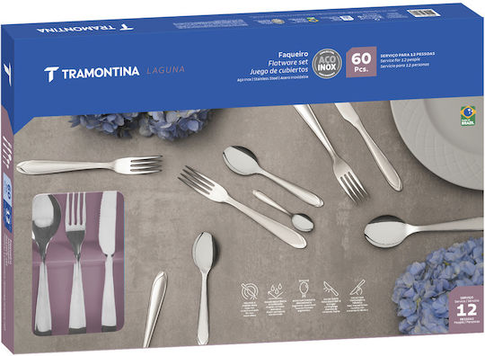 Tramontina Cutlery Set Stainless Steel 18/10 Silver 60 Pieces